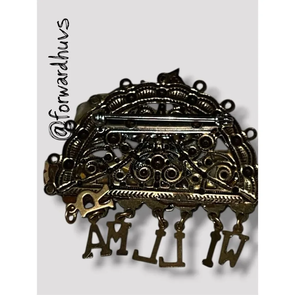 Willmar Travel Souvenir Pin with Decorative Filigree and Dangles